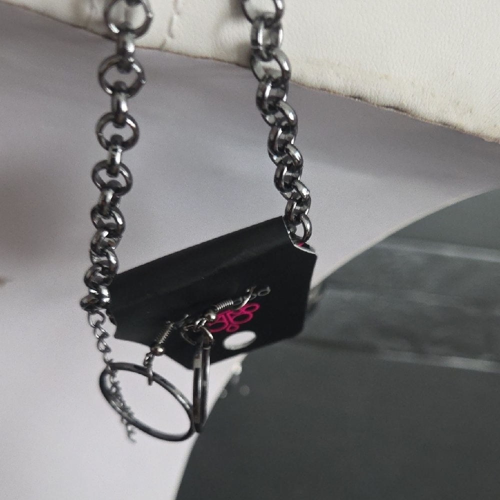 Paparazzi Gunmetal Statement Chain Link Necklace And Bracelet NWT - Picture 4 of 7